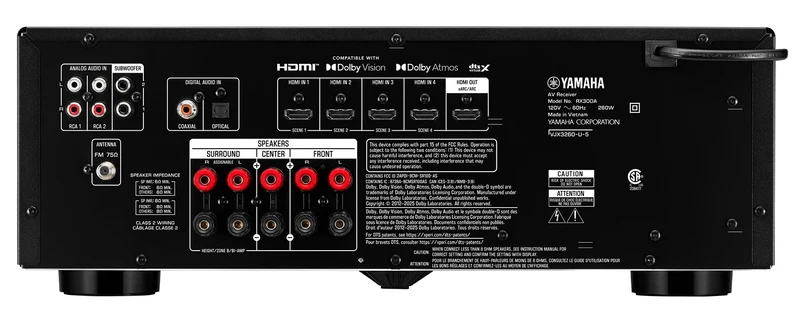 YAMAHA RX300A | Récepteur cinéma-maison 70W, 5 Canaux, 8K, Dolby Atmos
