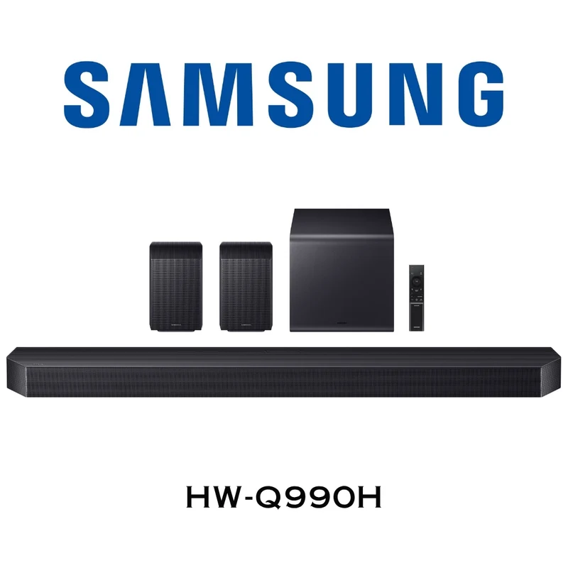 Samsung HW-Q990H - Barre de son 11.1.4, 17HP, 656Watts, Sub sans fil, Dolby Atmos, Enceintes surround incluses