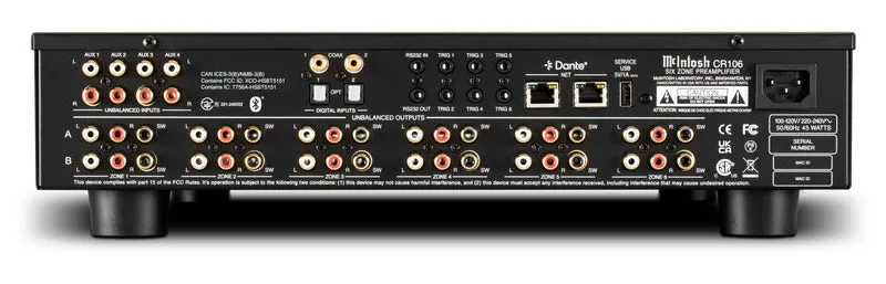 McIntosh CR106 – Préampli Audio Matrix 6 Zones Bluetooth | Multiroom Hi-Fi