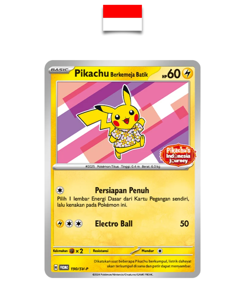 Carte Pokémon – Pikachu Batik Rose sealed 190/SV-P – Indonésien