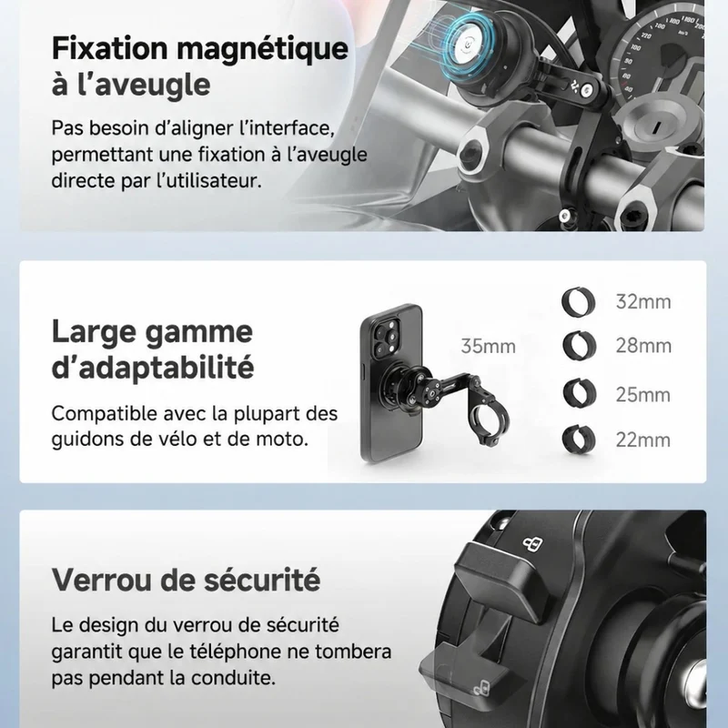 Support Smartphone Vélo sur Capuchon de Potence avec Verrouillage Antivol Outplorer QB02