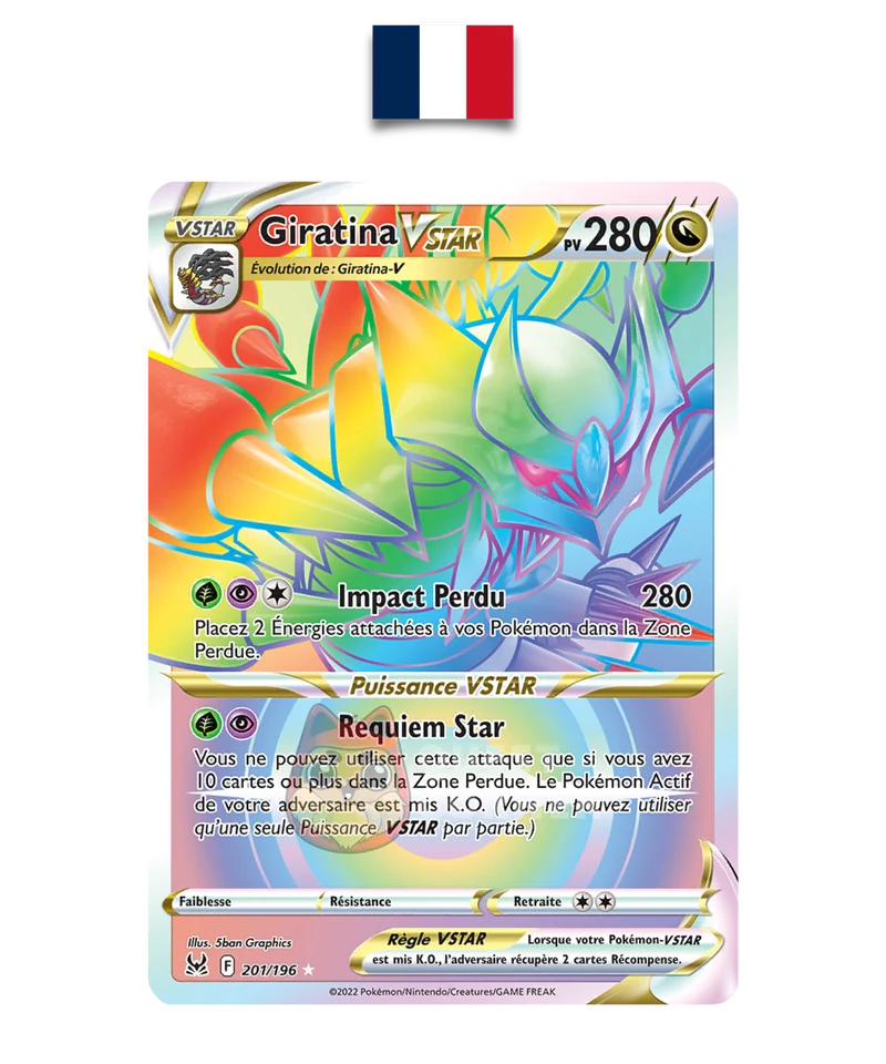 Carte Pokémon – Giratina VSTAR Rainbow 201/196 – EB11 Origine Perdue – Français