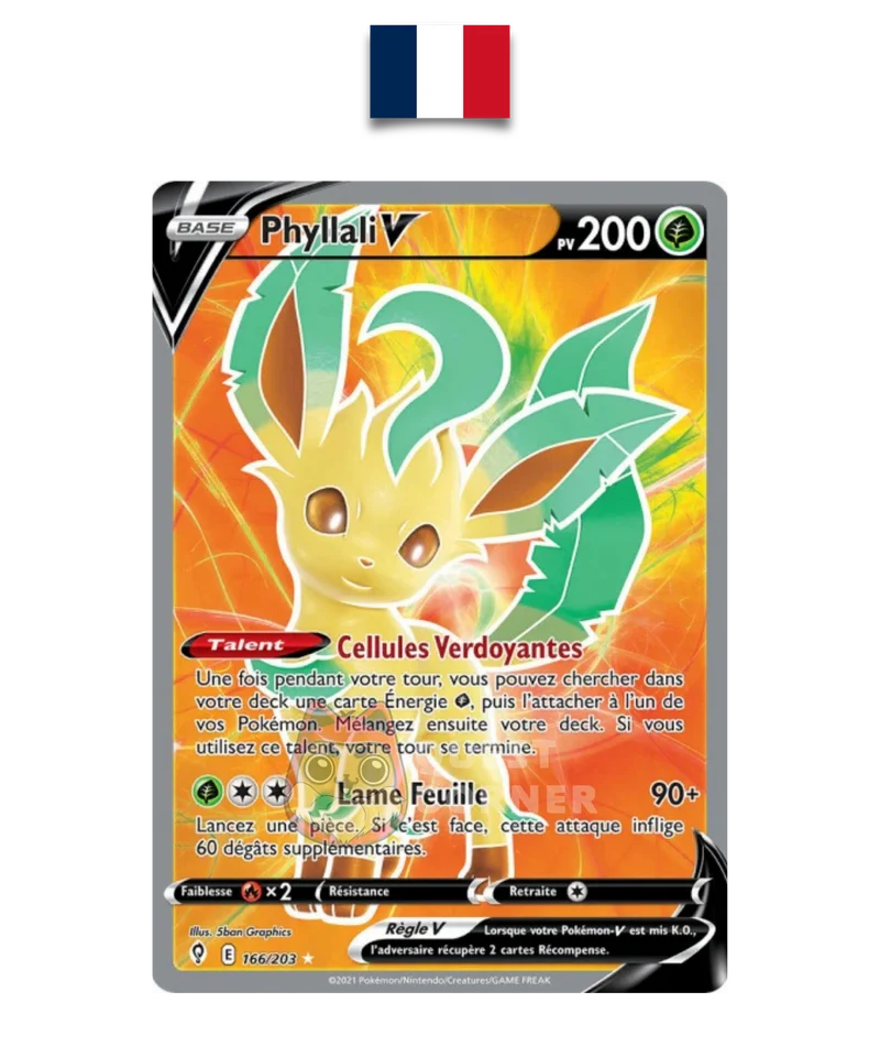 Carte Pokémon – Phyllali V 166/203 Full Art – EB07 Évolution Céleste – Français