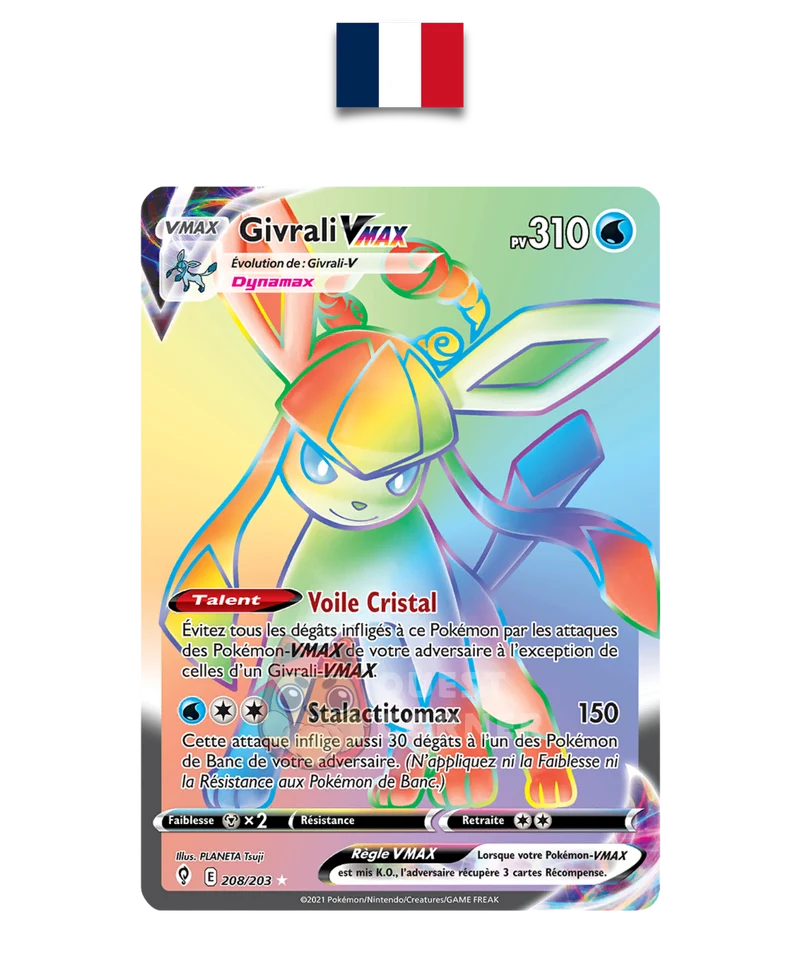 Carte Pokémon – Givrali VMAX Rainbow 208/203 – EB07 Évolution Céleste – Français