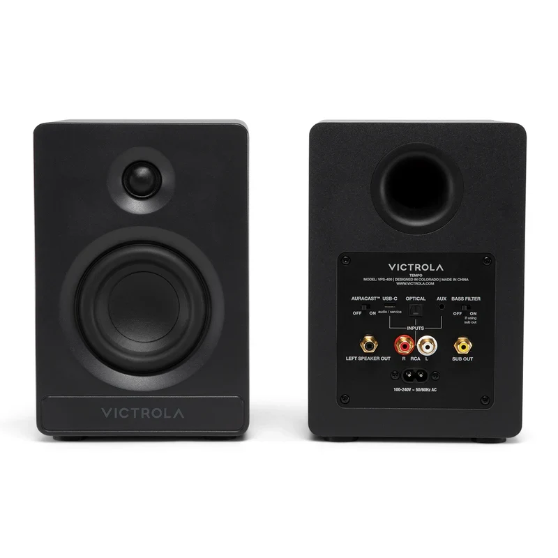 Victrola Tempo Bluetooth Bookshelf Speakers - set of 2 (Black)