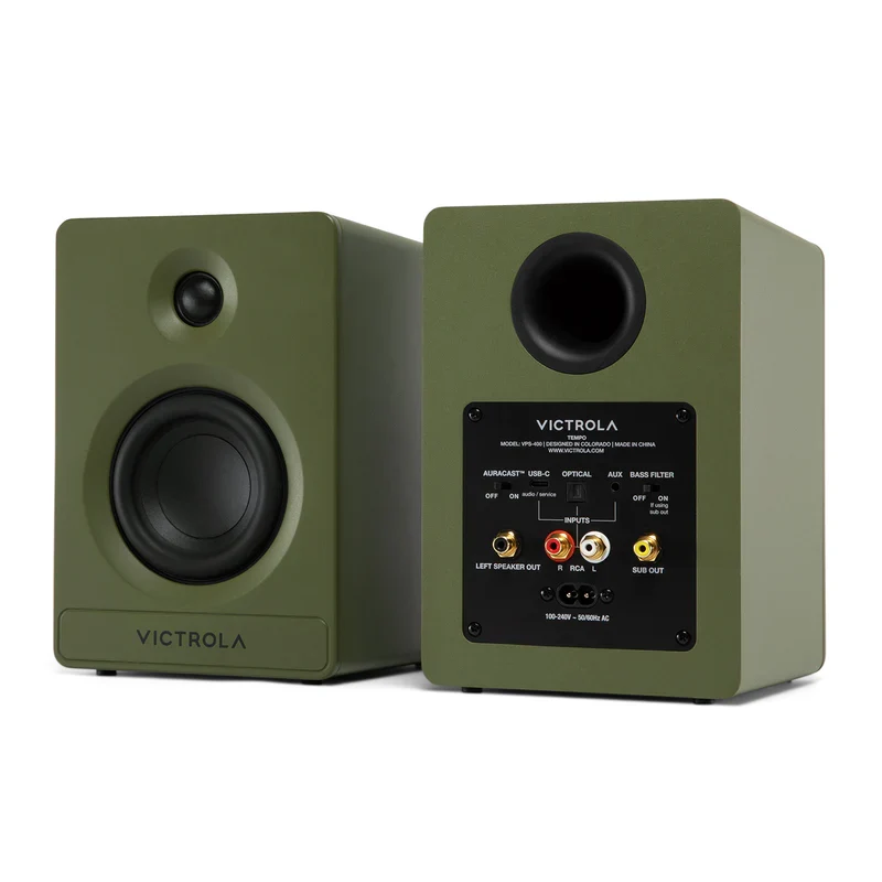 Victrola Tempo Bluetooth Bookshelf Speakers - set of 2 (Green)