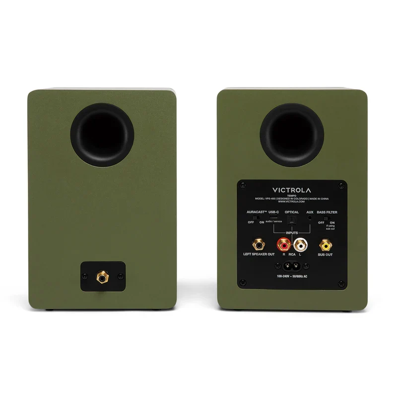 Victrola Tempo Bluetooth Bookshelf Speakers - set of 2 (Green)