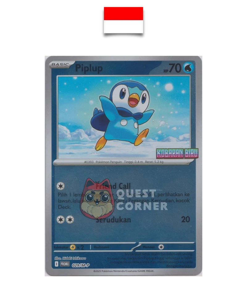 Carte Pokémon – Tiplouf 029/M-P – Reverse Holo – Promo Stamp – Kobaran Biru – Indonésien