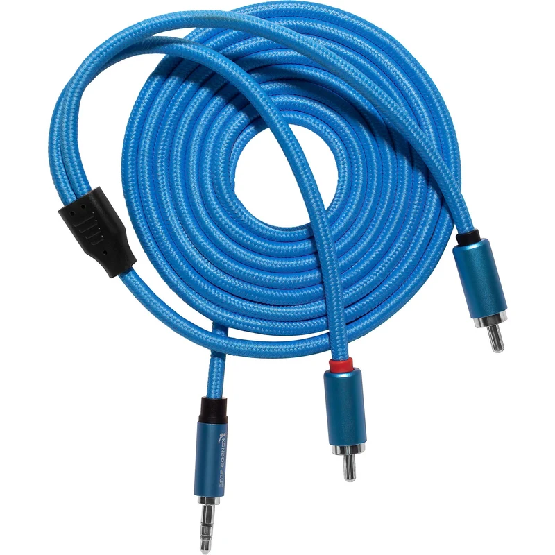 Kondor Blue 6FT Dual Male RCA to 3.5mm Stereo Mini TRS Audio Cable