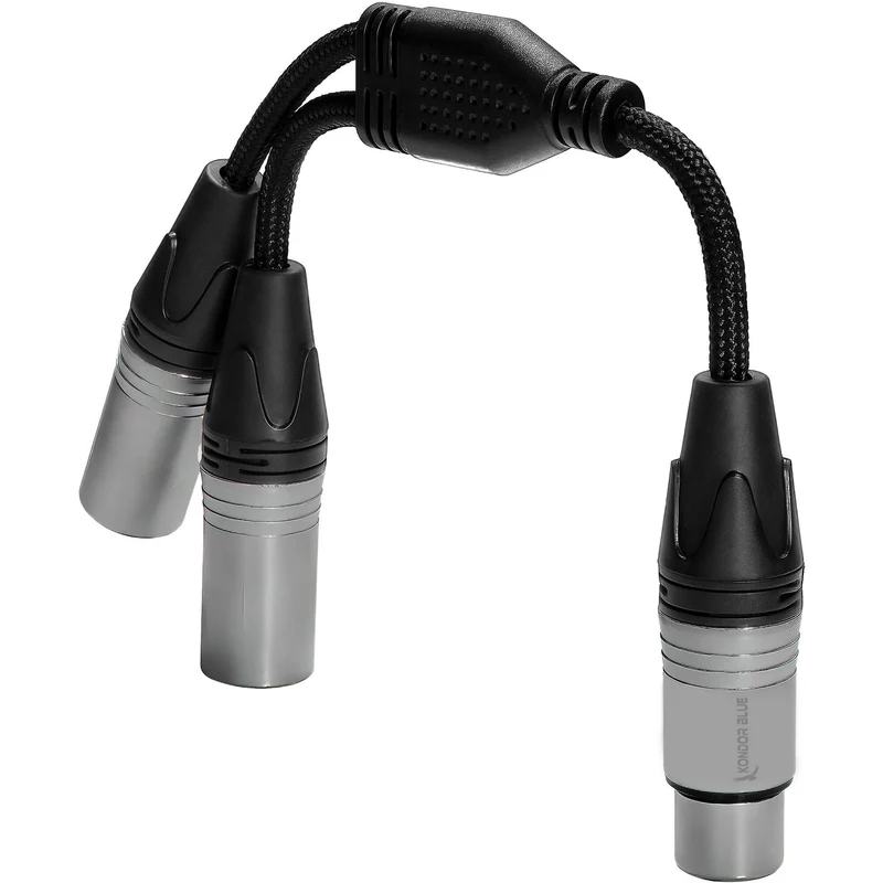 Kondor Blue Dual Male XLR To Female XLR Audio Y Splitter Cable (Raven Black)