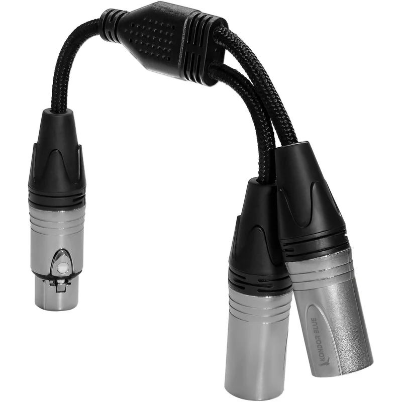 Kondor Blue Dual Male XLR To Female XLR Audio Y Splitter Cable (Raven Black)