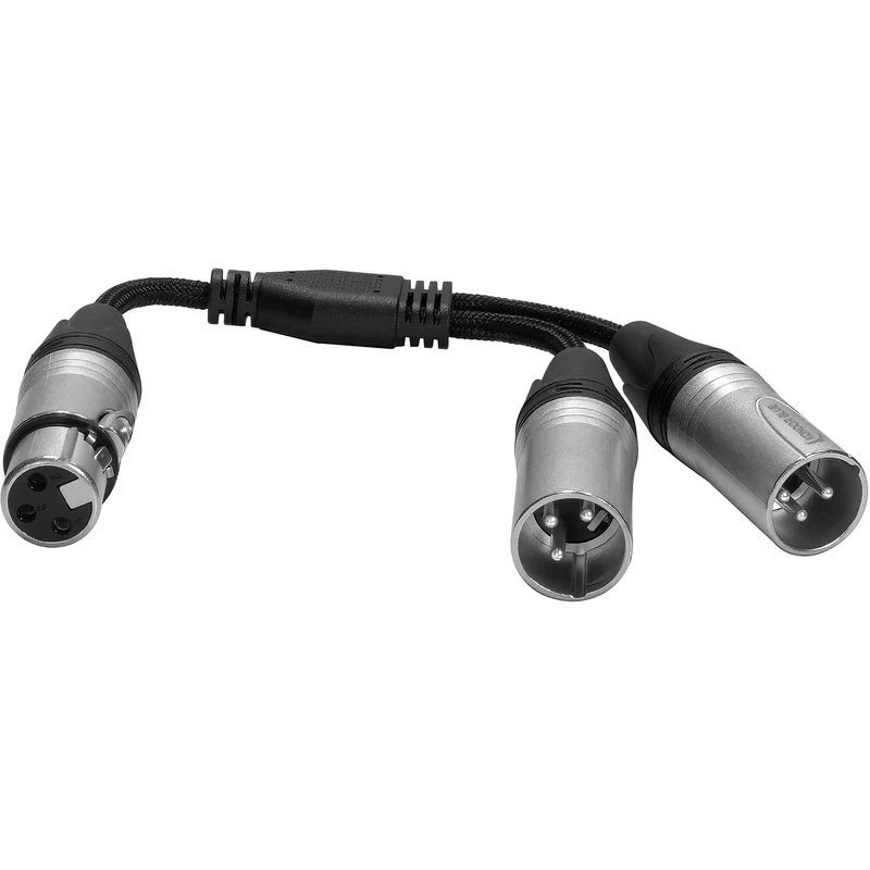 Kondor Blue Dual Male XLR To Female XLR Audio Y Splitter Cable (Raven Black)