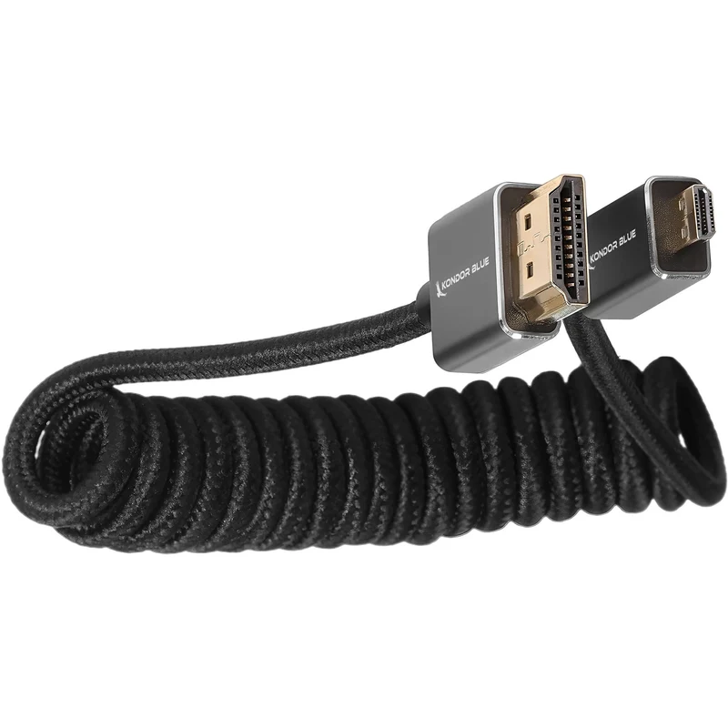 Kondor Blue Coiled Micro HDMI to Full HDMI (12-24") (Raven Black)