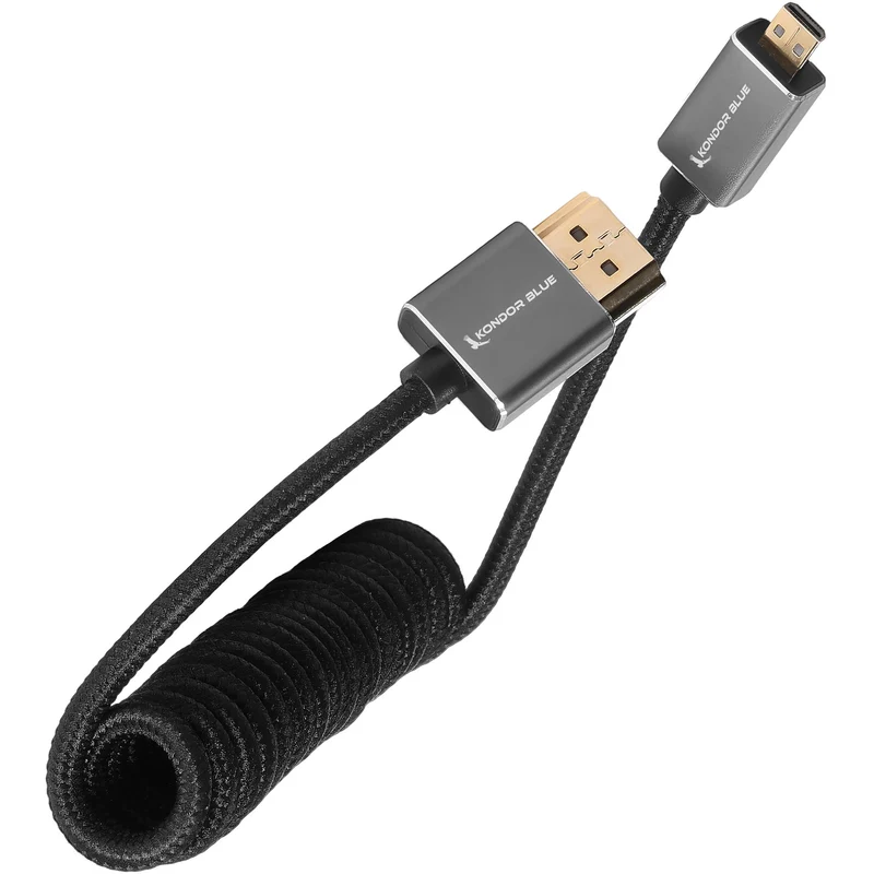 Kondor Blue Coiled Micro HDMI to Full HDMI (12-24") (Raven Black)