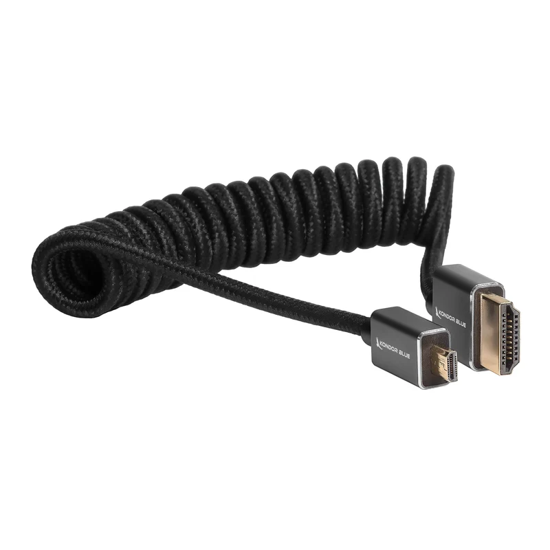 Kondor Blue Coiled Micro HDMI to Full HDMI (12-24") (Raven Black)
