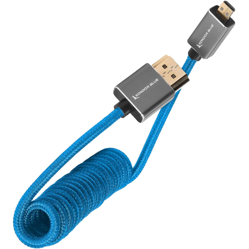 Kondor Blue Coiled Micro HDMI to Full HDMI (12-24") (Kondor Blue)