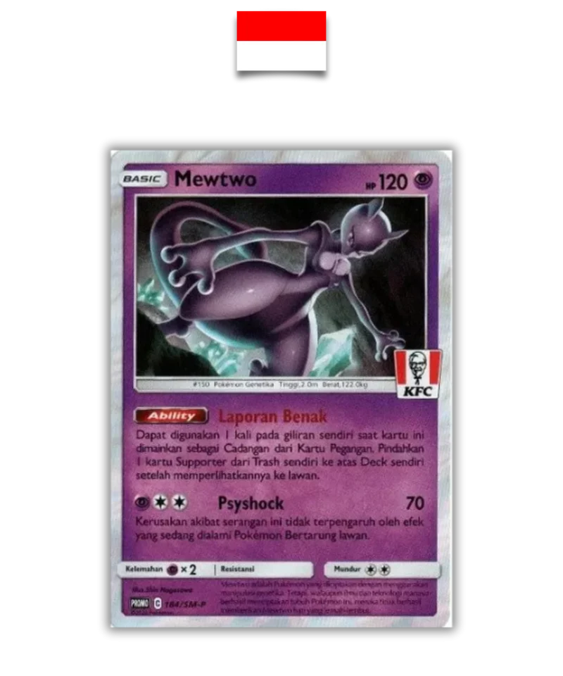Mewtwo 184/SM-P – Promo Stamp KFC – Indonésien – NM