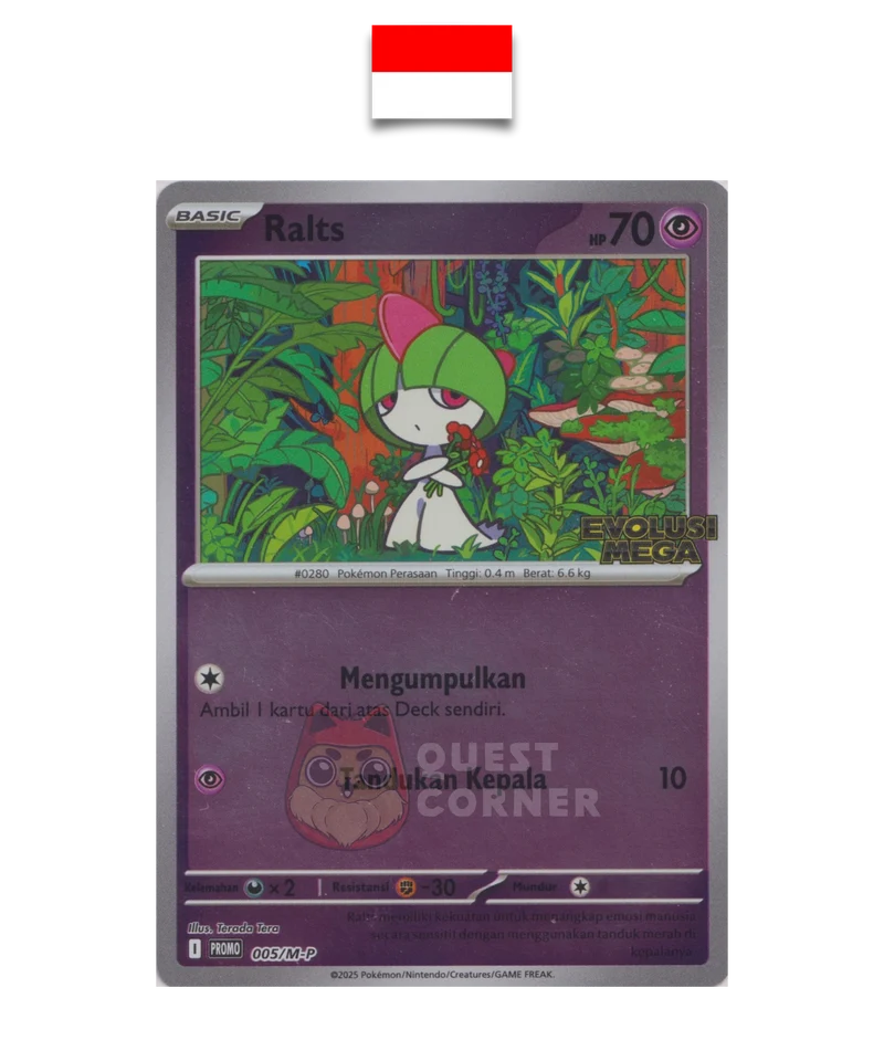 Carte Pokémon – Tarsal 005/M-P – Reverse Holo – Promo Stamp – Evolusi Mega – Indonésien