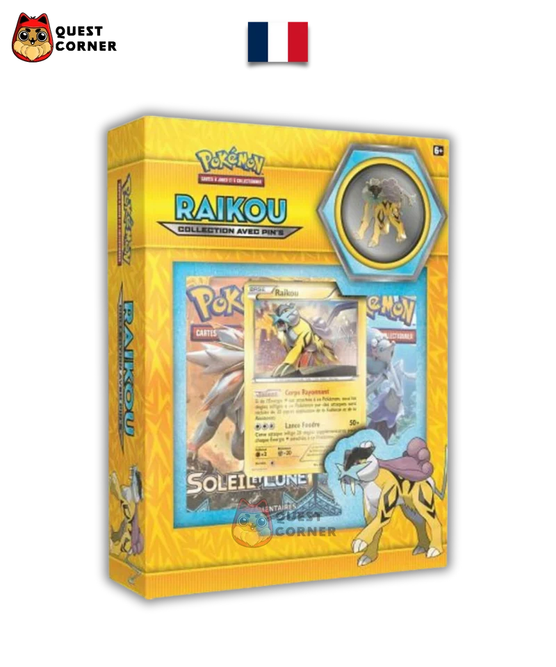 Coffret Pokémon Collection avec Pin's - Raikou - x2 S&L Base & 1 XY12 Evolutions - Français