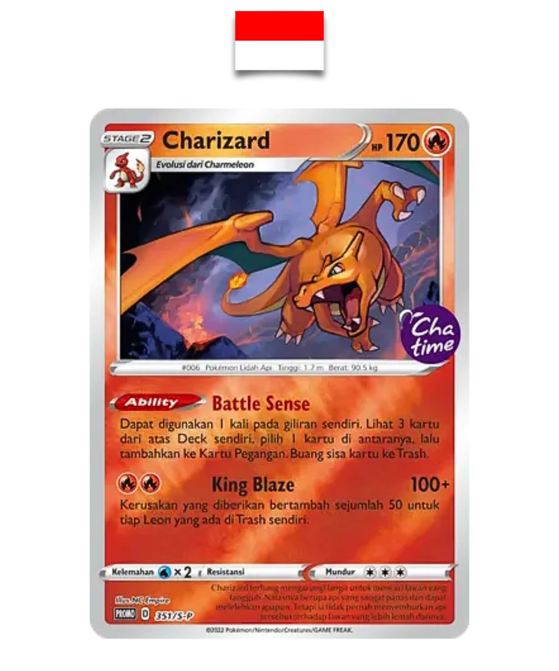 Carte Pokémon – Dracaufeu 351/S-P Promo Cha Time – Indonésien
