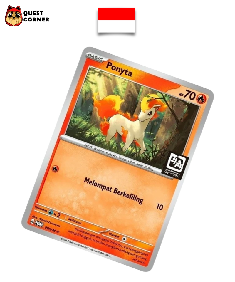 Carte Pokémon - Ponyta 090/M-P - Promo Gyu-Kaku - Indonésien