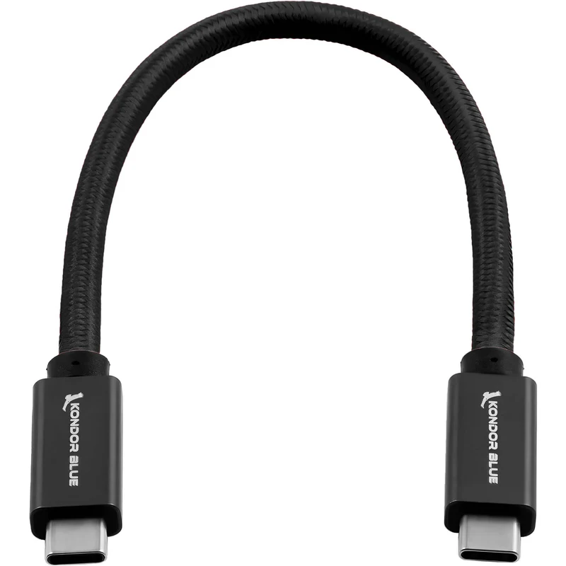 Kondor Blue USB C to USB C High Speed Cable for SSD Recording (8.5") (Raven Black)