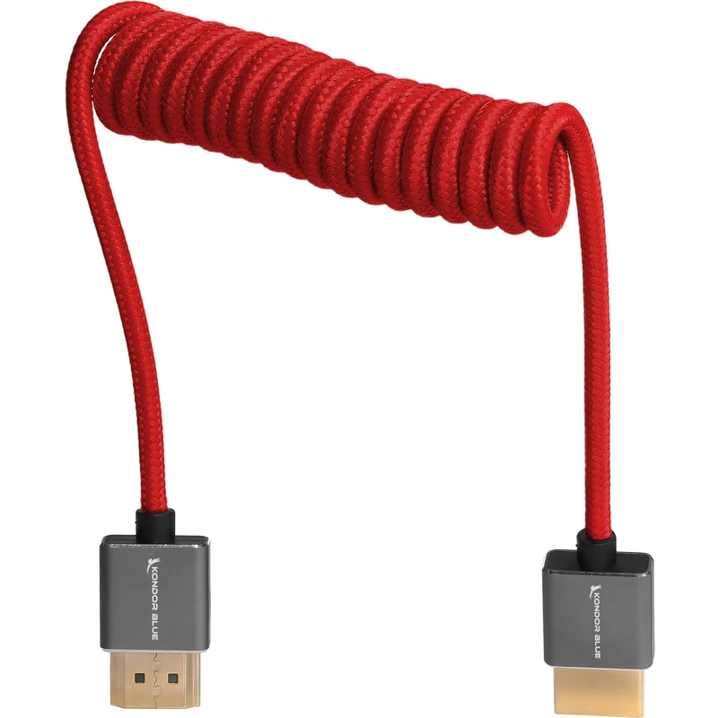 Kondor Blue Coiled Full HDMI Cable (12-24") (Cardinal Red)