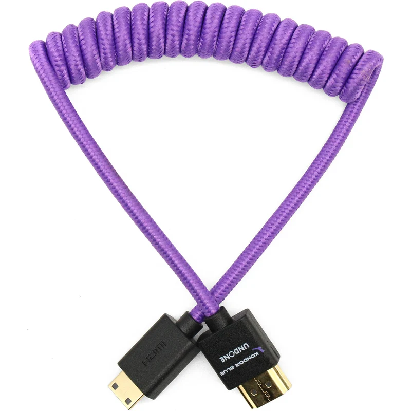 Kondor Blue Gerald Undone MK2 Mini HDMI to Full HDMI Cable 12"-24" Coiled (Purple)
