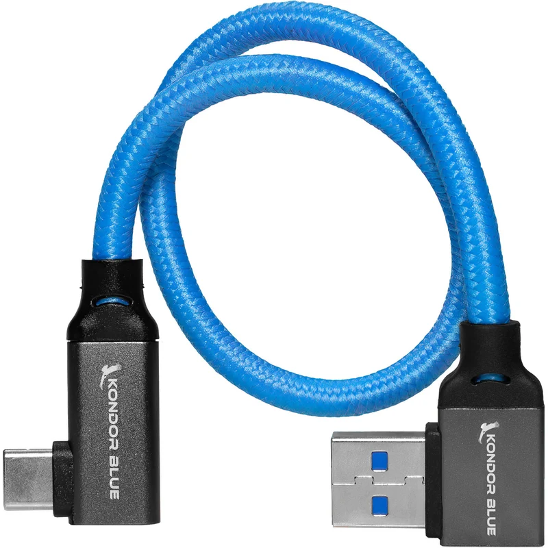Kondor Blue 12” USB-C to USB-A Right Angle to Right Angle