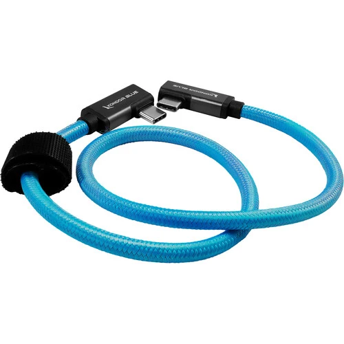 Kondor Blue USB C to USB C Cable for SSD Recording & Charging - 8K Data and Power Delivery (Dual Right Angle)(18")