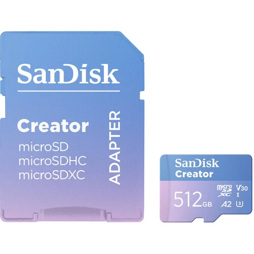 SanDisk 512GB Creator Series UHS-I microSDXC Memory Card with SD Adapter