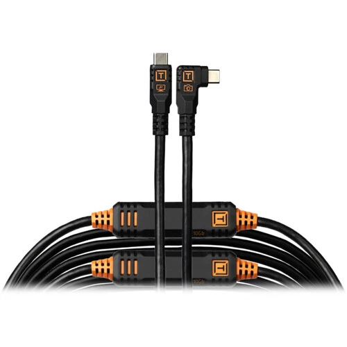Tether Tools TetherPro Optima USB-C Cable (31', Non-Reflective Black, Right-Angle)