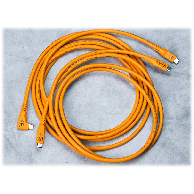 Tether Tools TetherPro Optima USB-C Cable (10', High-Visibility Orange, Right-Angle)
