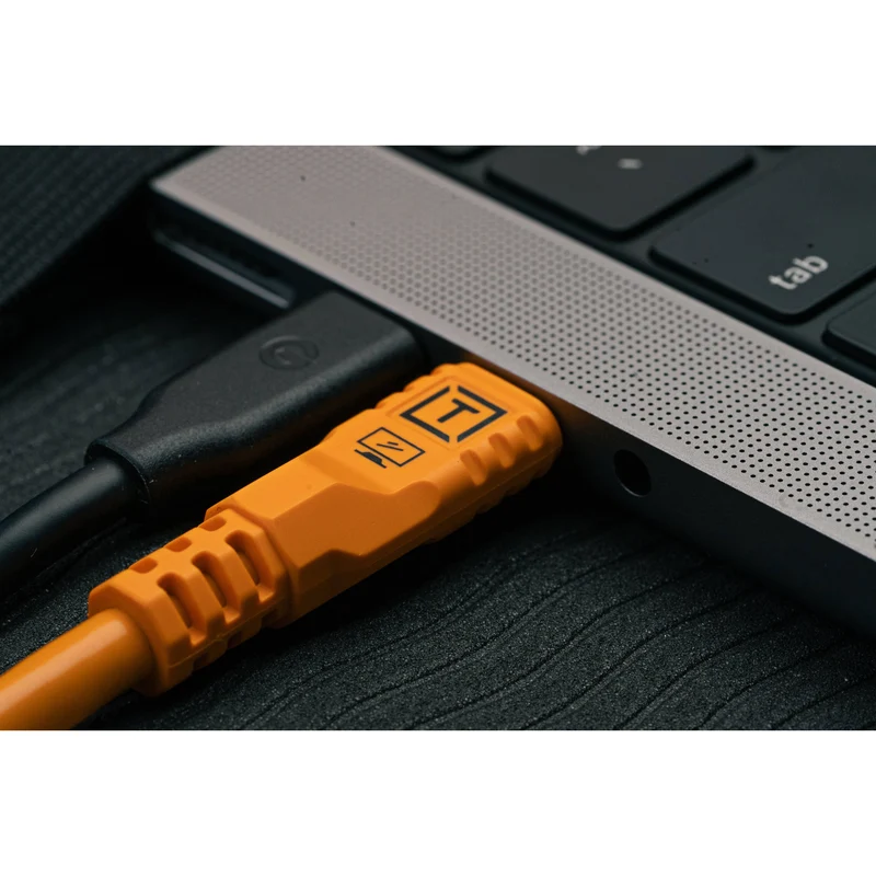 Tether Tools TetherPro Optima USB-C Cable (31', High-Visibility Orange, Right-Angle)