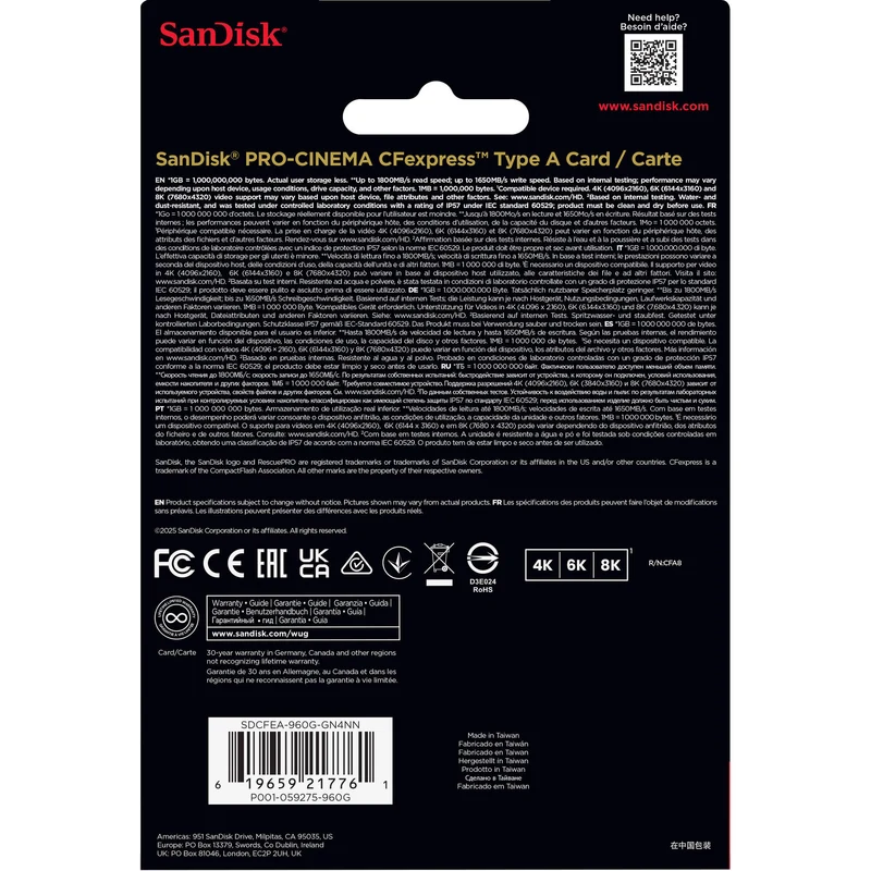 SanDisk 960GB PRO-CINEMA CFexpress Type A Memory Card