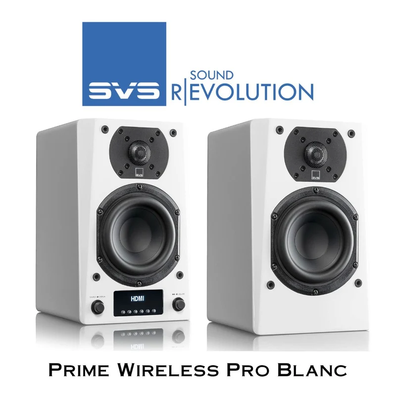 SVS Prime Wireless Pro - Enceintes d'étagère amplifiées 200Watts (Piano Gloss Noir/Blanc)