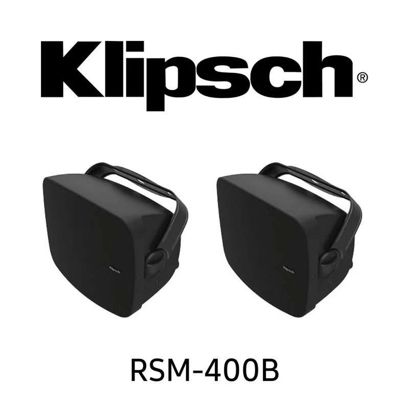 Klipsch RSM400B - Enceintes d'extérieur, woofer 4'', Horn 3/4'', résistantes aux intempéries et à la pluie