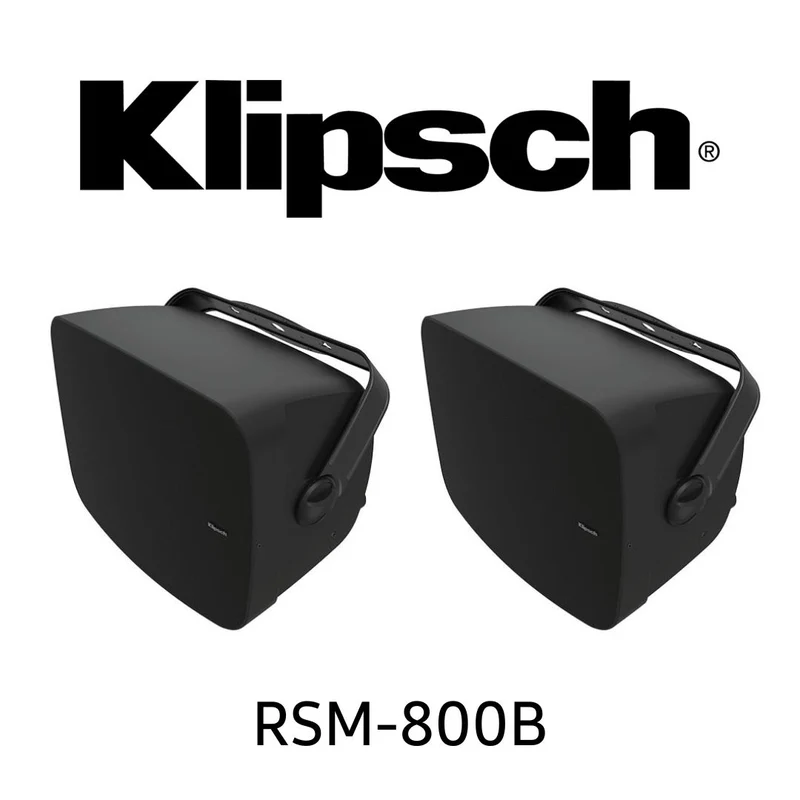 Klipsch RSM800B - Enceintes d'extérieur, woofer 8'', Horn 1'', résistantes aux intempéries et à la pluie