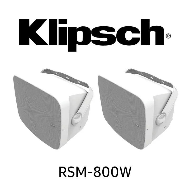 Klipsch RSM800B - Enceintes d'extérieur, woofer 8'', Horn 1'', résistantes aux intempéries et à la pluie