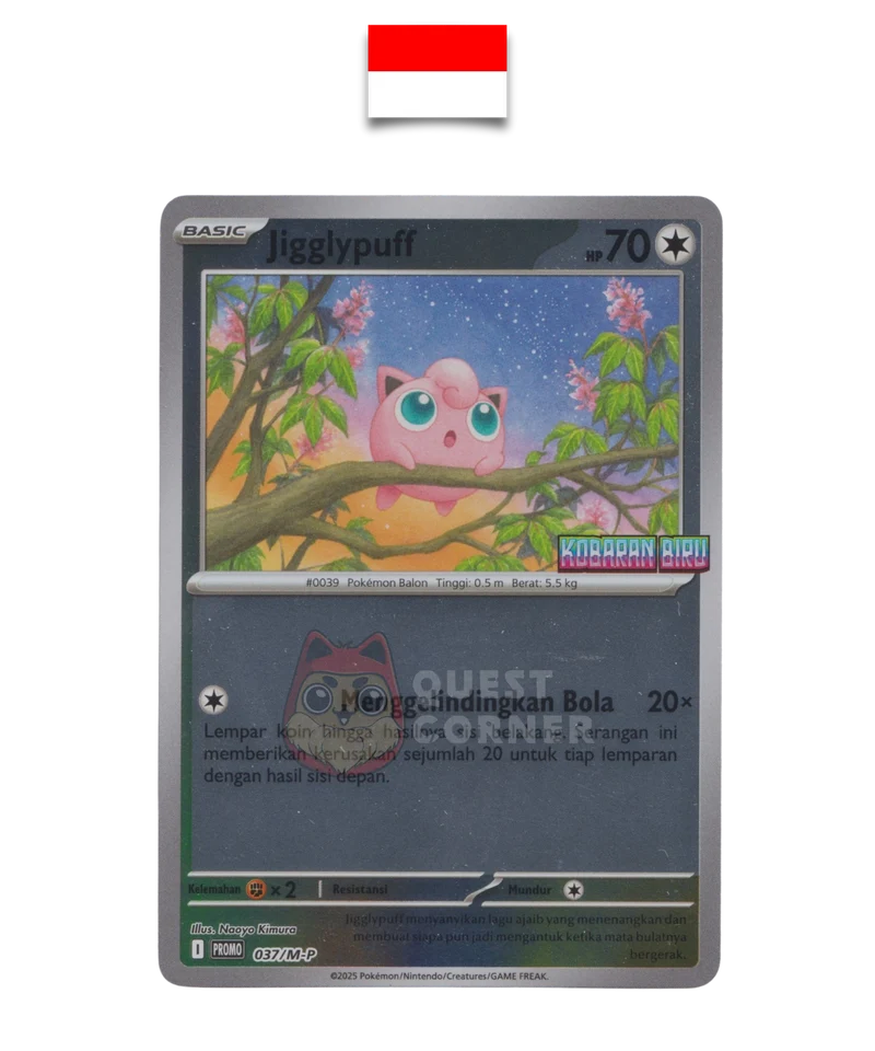 Carte Pokémon – Rondoudou 037/M-P – Reverse Holo – Promo Stamp – Kobaran Biru – Indonésien