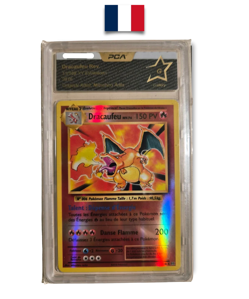 Carte Gradée Pokémon – Dracaufeu 11/108 Reverse – PCA Gallery – XY Evolutions – Français