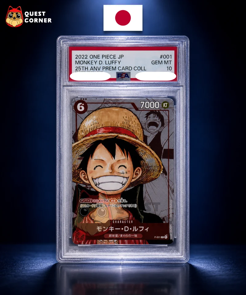 Carte One Piece Gradée – Monkey D. Luffy P-001 PSA 10 – 25th Anniversary Premium Card Collection – JP
