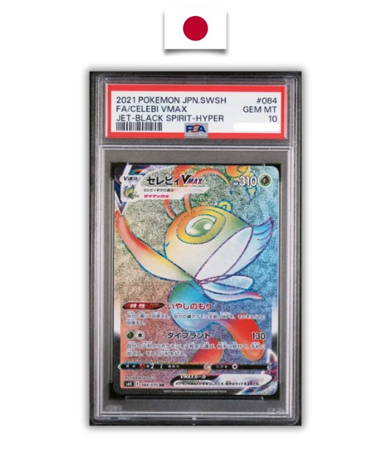 Carte Gradée Pokémon – Celebi VMAX 084/070 – Rainbow HR – S6K Jet-Black Spirit – PSA 10 – Japonais