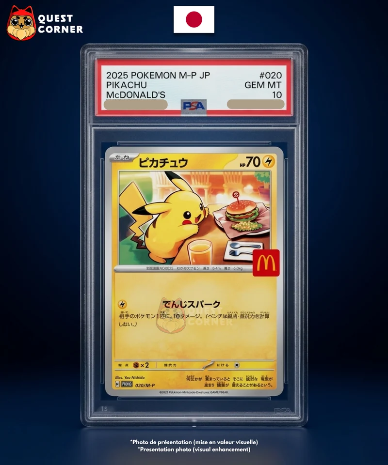 Carte gradée Pokémon – Pikachu 020/M-P – Promo McDonald’s – PSA 10 – Japonais