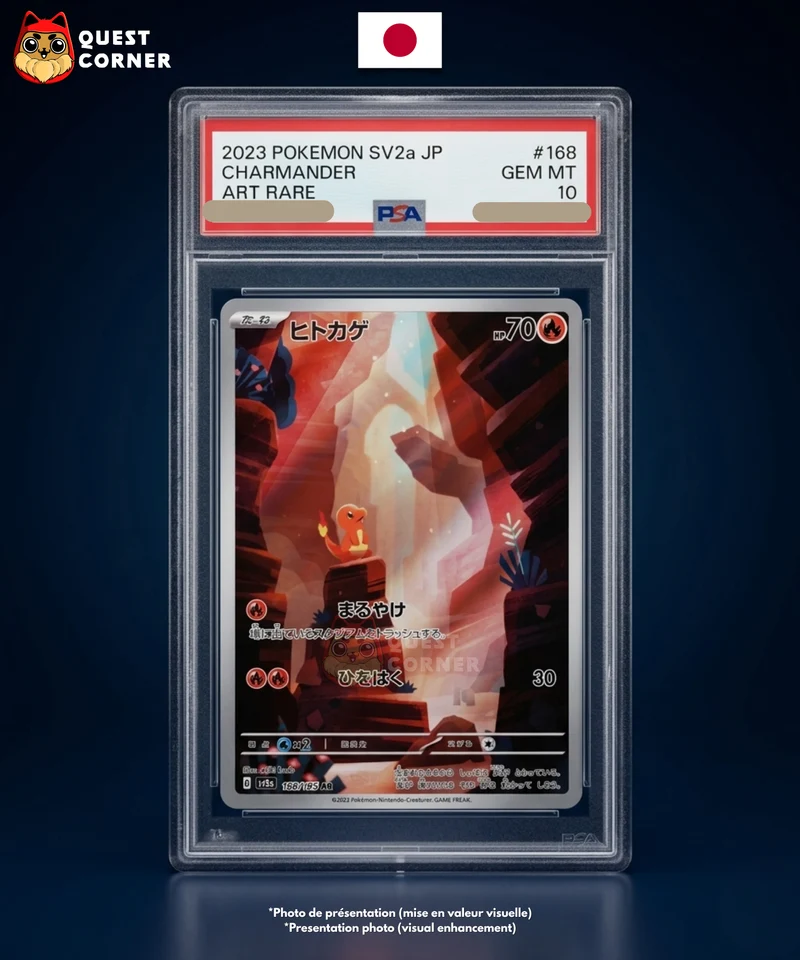 Carte gradée Pokémon – Salamèche 168/165 – AR – SV2a Pokémon 151 – PSA 10 – Japonais