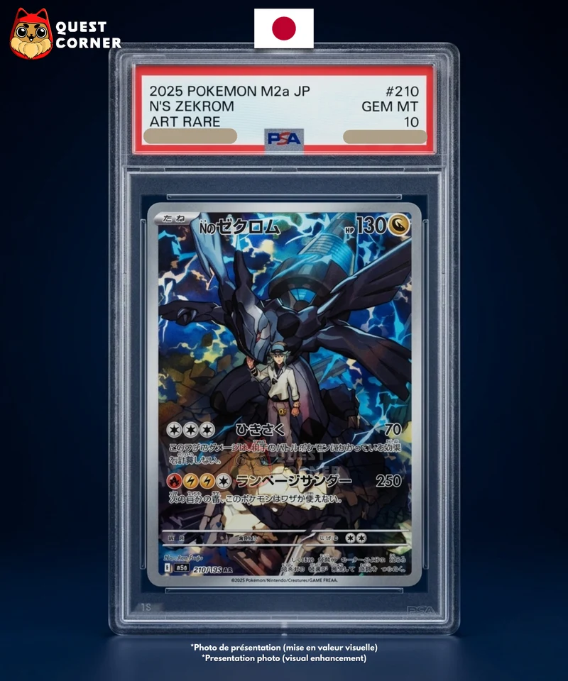 Carte gradée Pokémon – Zekrom de N 210/193 – AR – M2a Mega Dream – PSA 10 – Japonais