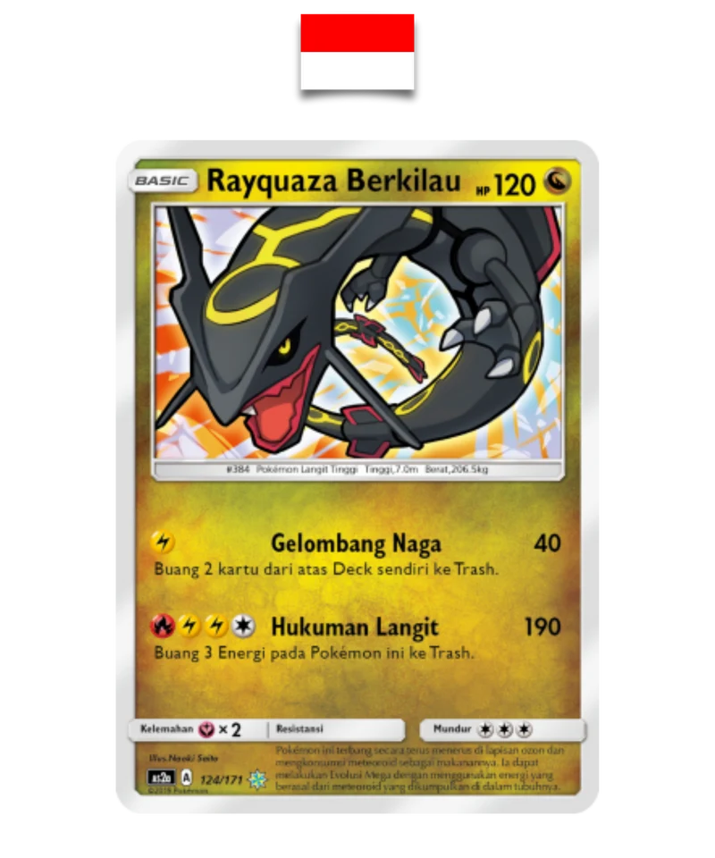 Carte Pokémon – Rayquaza Brillant 124/171 – Legends Awakened – Indonésien