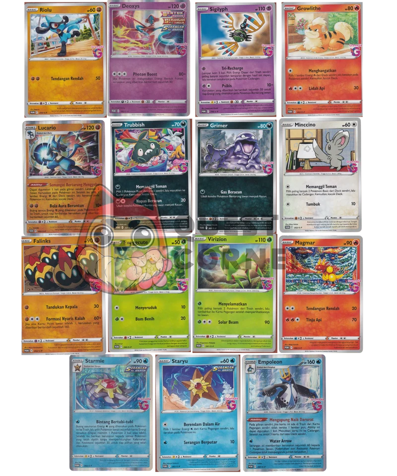 Lot de 15 cartes Pokémon – Promo Gramedia – S-P – Indonésien – NM