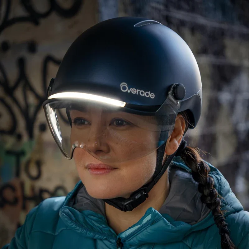 Casque vélo à visière lumineux avec clignotants Overade Life