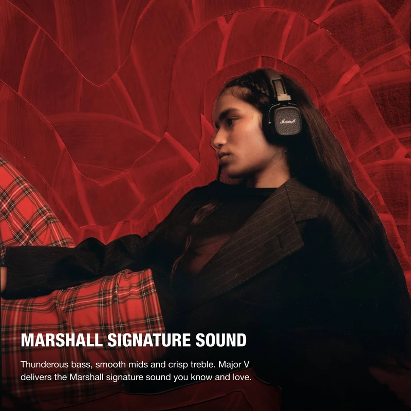 Marshall Major V On-Ear Wireless Bluetooth Headphones (Black)